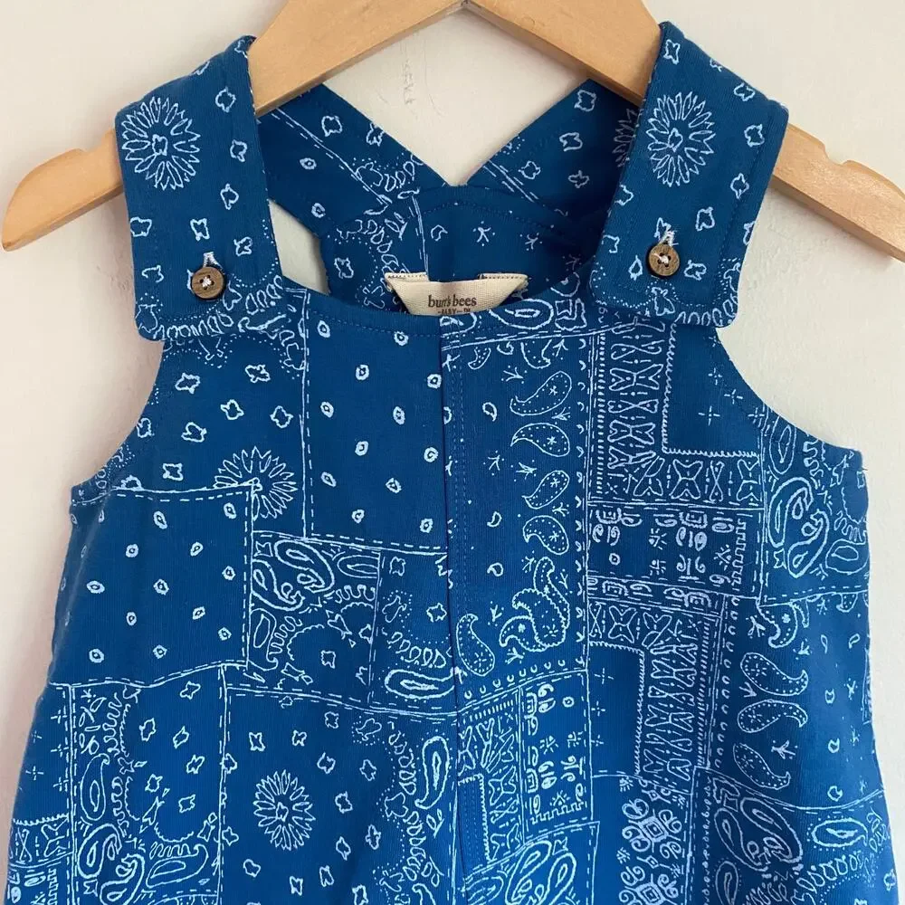 Burt's Bees Blue Paisley Bandana Print Overall Dress Sz 18mo